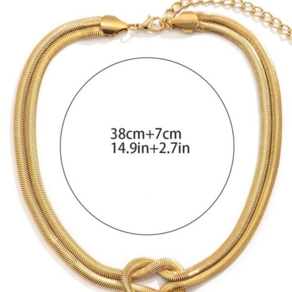 Gold Plated Stainless Steel Double Knot Necklace - Picture 3 of 3